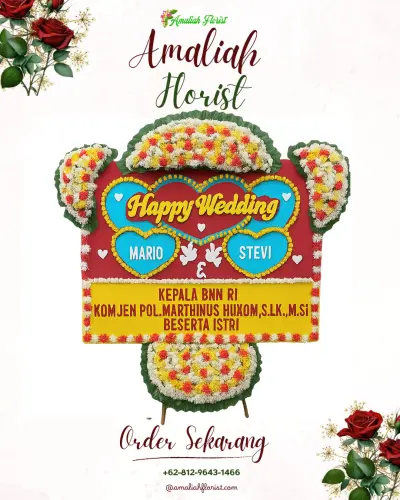 Karangan Papan Bunga Pernikahan di Hambaro